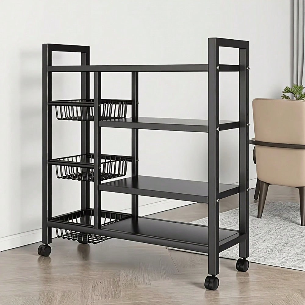 Kitchen Baking Island - Przenośny regał kuchenny z dużym metalowym