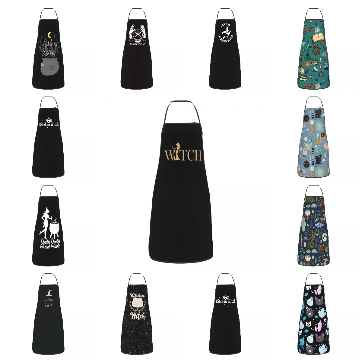 Kitchen Witch Baking - Śmieszne czarownica Bib fartuch kobiety mężczyźni